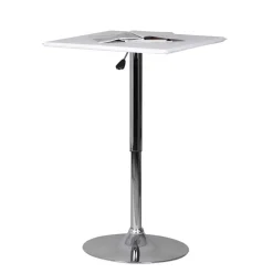 Wohnen Bartische*Höhenverstellbarer Stehtisch mit Kunstleder Weiß - Silja