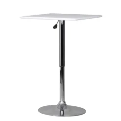 Wohnen Bartische*Höhenverstellbarer Stehtisch mit Kunstleder Weiß - Silja