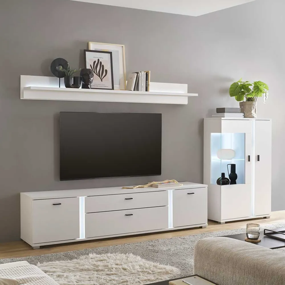 Wohnen Wohnwände|Wohnwand*Highboard & TV Board & Wandboard mit LED - Tirol (dreiteilig)