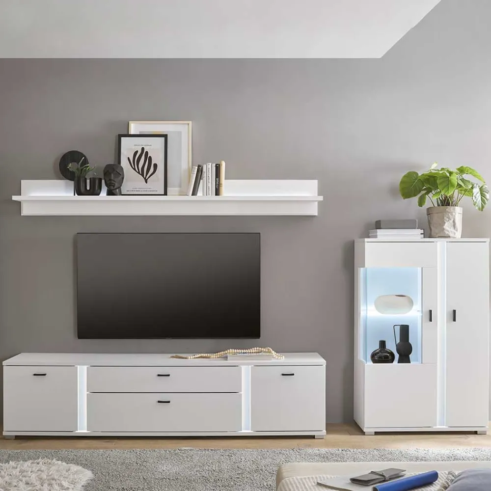 Wohnen Wohnwände|Wohnwand*Highboard & TV Board & Wandboard mit LED - Tirol (dreiteilig)