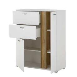 Wohnen Weiße Möbel|Wohnzimmerschränke*Highboard & TV Lowboard & Wandboard Set - Racelyn (dreiteilig)