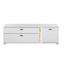 Wohnen Weiße Möbel|Wohnzimmerschränke*Highboard & TV Lowboard & Wandboard Set - Racelyn (dreiteilig)