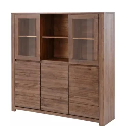 Wohnen Vitrinen|Wohnzimmer-Vitrinen*Highboard aus Akazie Massivholz und Glas - Ruffes