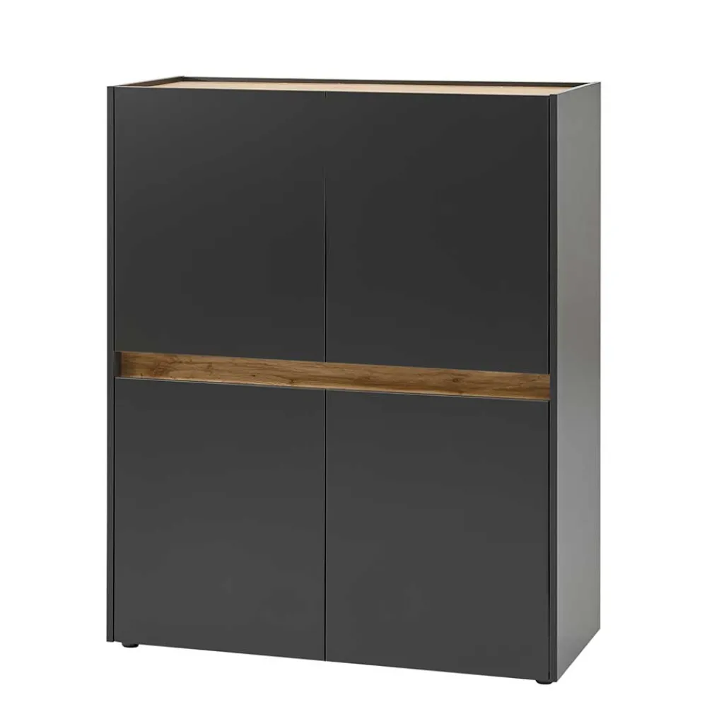 Wohnen Küchenschränke|Highboards*Highboard in Anthrazit & Wildeiche Dekor - Ahilav