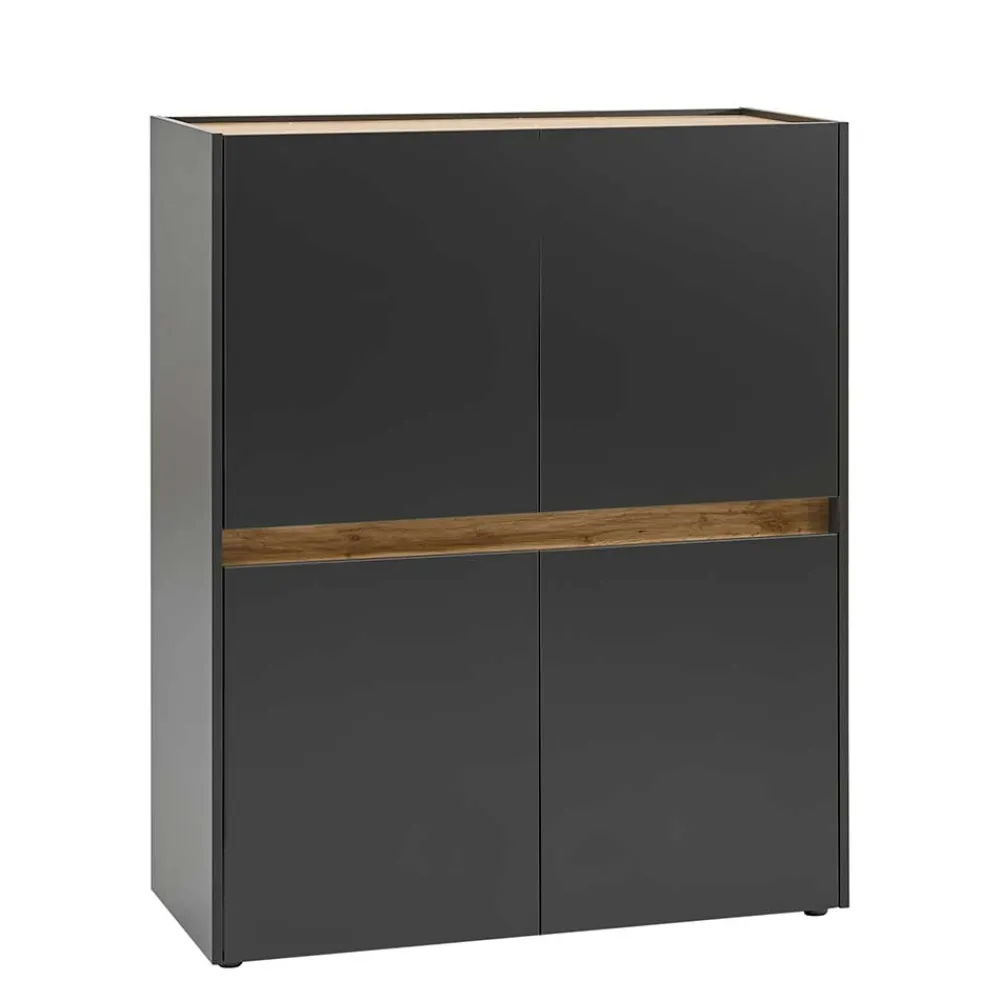 Wohnen Küchenschränke|Highboards*Highboard in Anthrazit & Wildeiche Dekor - Ahilav