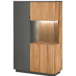 Wohnen Graue Möbel|Naturholzmöbel*Highboard in Eiche Bianco und Anthrazit - Cruzca I