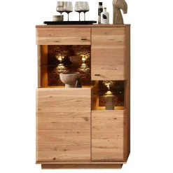 Wohnen Vitrinen|Wohnzimmer-Vitrinen*Highboard in Esche und Wildeiche mit Glas - Cassna