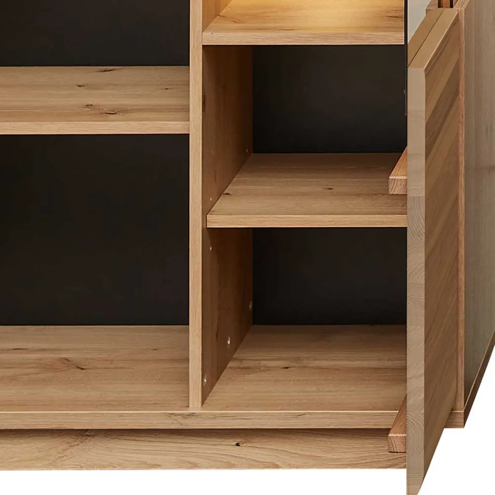 Wohnen Vitrinen|Wohnzimmer-Vitrinen*Highboard in Esche und Wildeiche mit Glas - Cassna