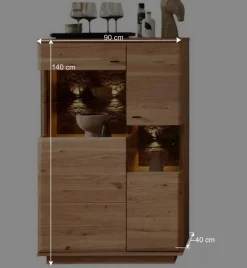 Wohnen Vitrinen|Wohnzimmer-Vitrinen*Highboard in Esche und Wildeiche mit Glas - Cassna