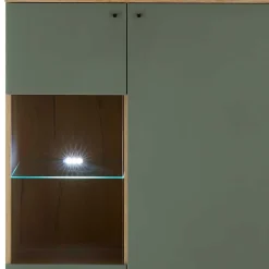 Wohnen Skandinavische Möbel|Küchenschränke*Highboard in Graugrün und Wildeiche - Oliva