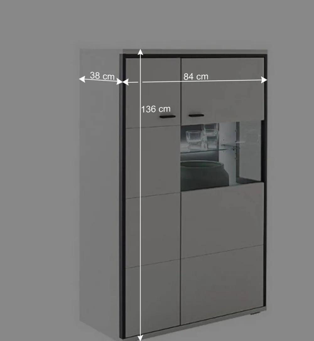 Wohnen Highboard in Weiß und Schwarzgrau - Loazin