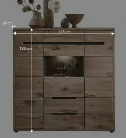 Wohnen Highboard mit 3 Türen & 2 Schubladen - Zelio