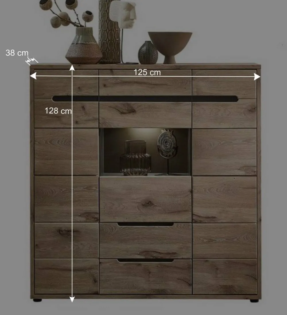 Wohnen Highboard mit 3 Türen & 2 Schubladen - Zelio