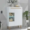 Wohnen Vitrinen|Wohnzimmer-Vitrinen*Highboard mit Glas im Skandi Design - Ginko