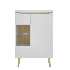 Wohnen Vitrinen|Wohnzimmer-Vitrinen*Highboard mit Glas im Skandi Design - Ginko