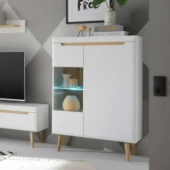 Wohnen Vitrinen|Wohnzimmer-Vitrinen*Highboard mit Glas im Skandi Design - Ginko