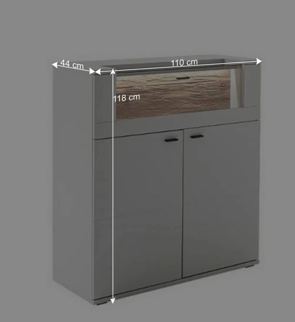 Wohnen Sideboards & Kommoden|Sideboards & Kommoden*Highboard mit Glas Klappe & zwei Türen - Apulco