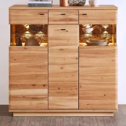 Wohnen Sideboards & Kommoden*Highboard mit Glaseinsätzen in Esche - Cassna