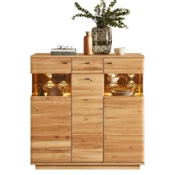 Wohnen Sideboards & Kommoden*Highboard mit Glaseinsätzen in Esche - Cassna