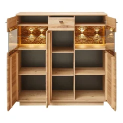 Wohnen Sideboards & Kommoden*Highboard mit Glaseinsätzen in Esche - Cassna
