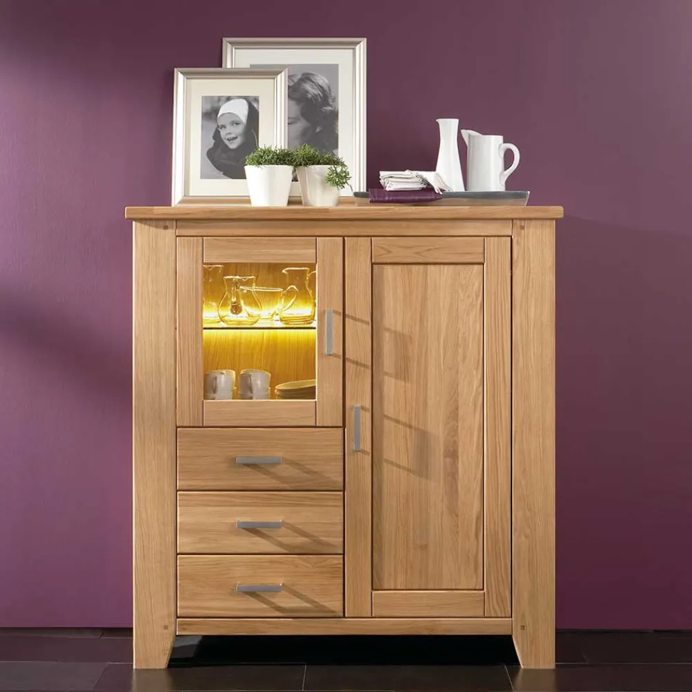 Wohnen Highboard mit Glastür & Tür & drei Schubladen - Miarizia