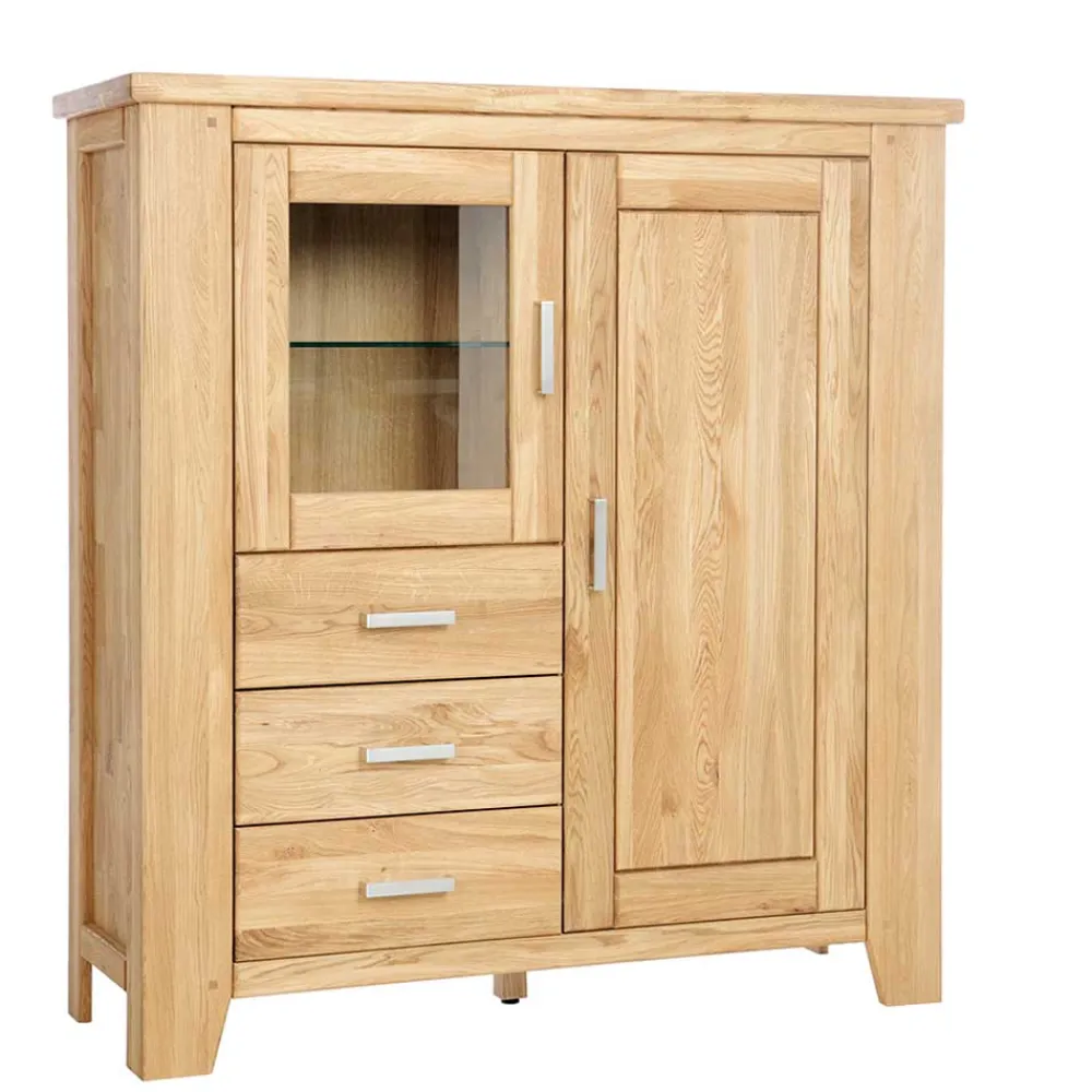 Wohnen Highboard mit Glastür & Tür & drei Schubladen - Miarizia