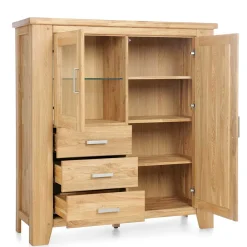 Wohnen Highboard mit Glastür & Tür & drei Schubladen - Miarizia