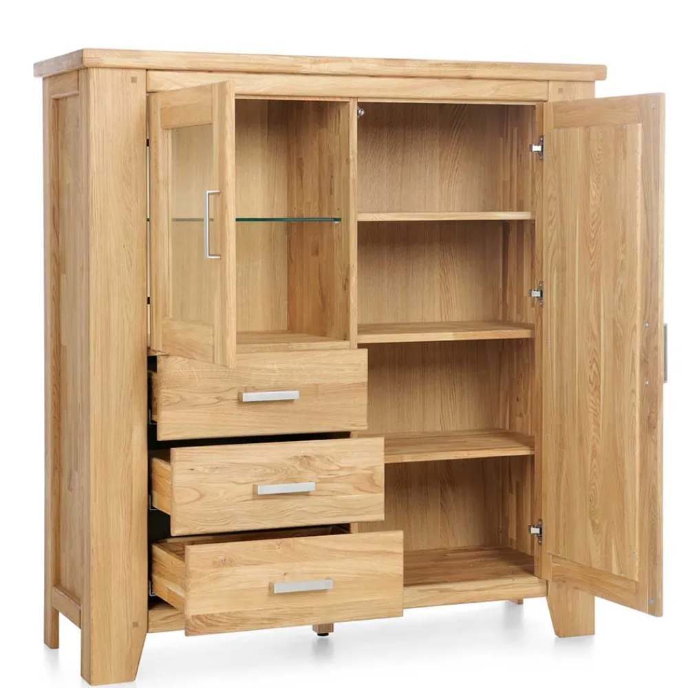 Wohnen Highboard mit Glastür & Tür & drei Schubladen - Miarizia