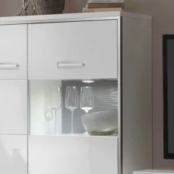 Wohnen Esszimmerschränke|Highboards*Highboard Tacroma in Hochglanz Weiß Glas