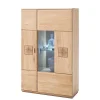 Wohnen Highboard 2-türig mit Glas-Einsatz Pontros in Eiche Bianco teilmassiv
