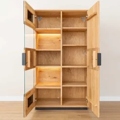 Wohnen Highboard Vitrine aus Eiche und Glas - Masicuri