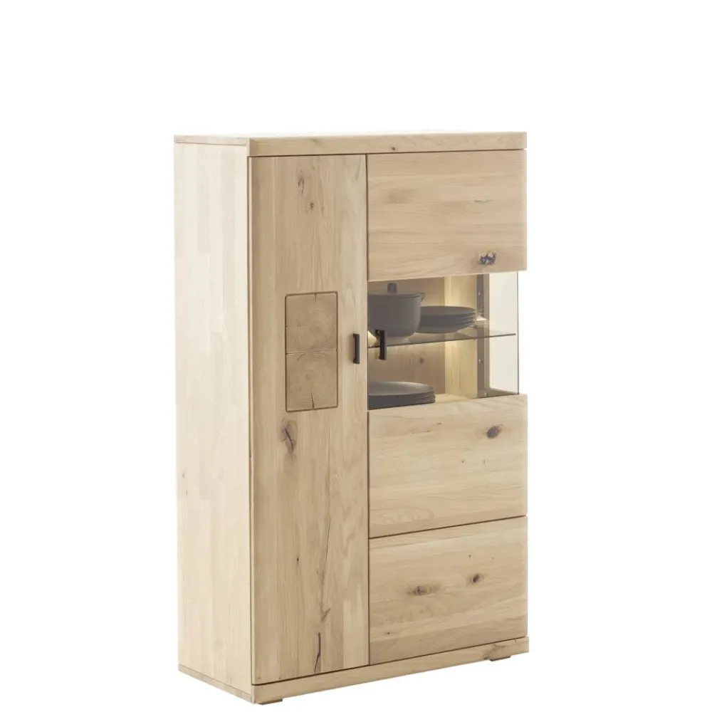 Wohnen Esszimmerschränke|Highboards*Highboard Vitrine aus hellem Asteiche Massivholz - Losiamos