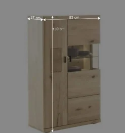 Wohnen Esszimmerschränke|Highboards*Highboard Vitrine aus hellem Asteiche Massivholz - Losiamos