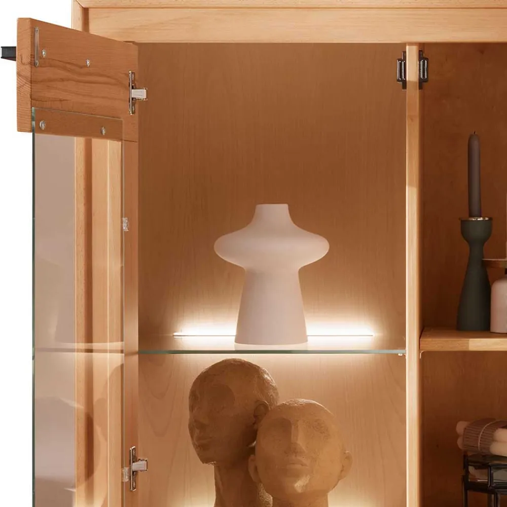 Wohnen Highboard Vitrine aus Kernbuche Massivholz - Sarosca