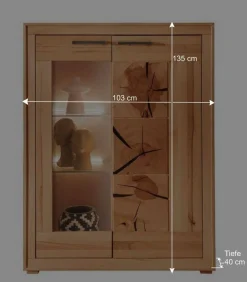 Wohnen Highboard Vitrine aus Kernbuche Massivholz - Sarosca