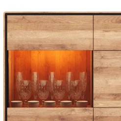 Wohnen Esszimmer-Vitrinen*Highboard Vitrine aus Wildeiche Massivholz - Shipper