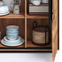 Wohnen Esszimmer-Vitrinen*Highboard Vitrine aus Wildeiche Massivholz - Shipper