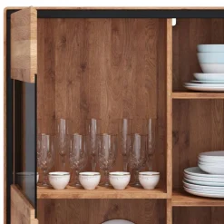 Wohnen Esszimmer-Vitrinen*Highboard Vitrine aus Wildeiche Massivholz - Shipper