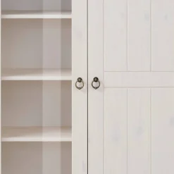 Wohnen Landhausmöbel|Vitrinen*Highboard Vitrine in Weiß und Kiefer Honig - Zentra