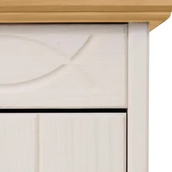 Wohnen Landhausmöbel|Vitrinen*Highboard Vitrine in Weiß und Kiefer Honig - Zentra