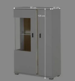 Wohnen Vitrinen|Wohnzimmer-Vitrinen*Highboard Vitrine mit LED Beleuchtung - Racelyn