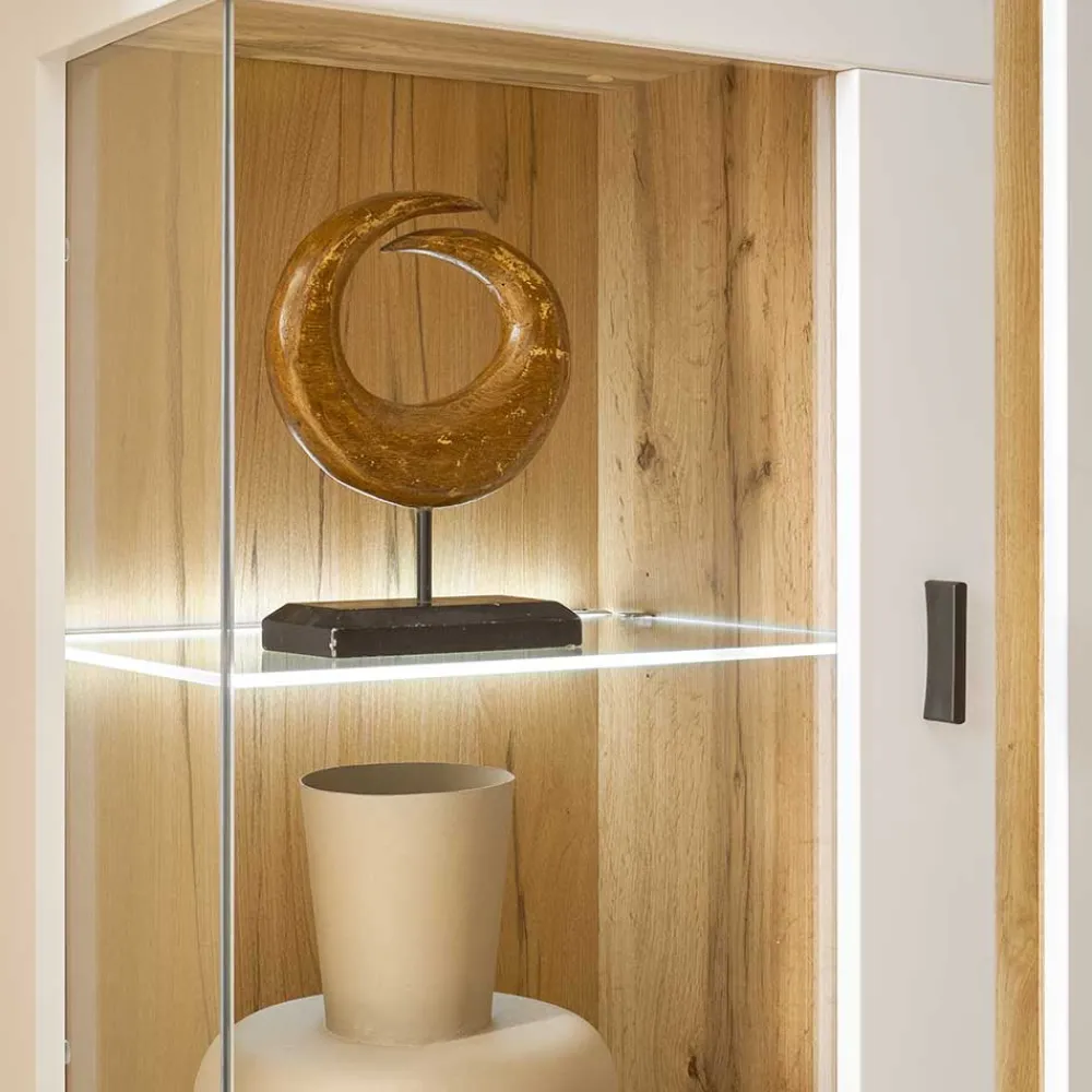 Wohnen Vitrinen|Wohnzimmer-Vitrinen*Highboard Vitrine mit LED Beleuchtung - Racelyn