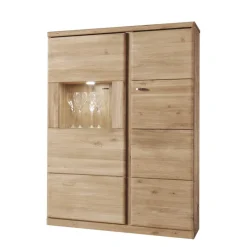 Wohnen Highboard Vitrine Smonia aus Wildeiche Bianco