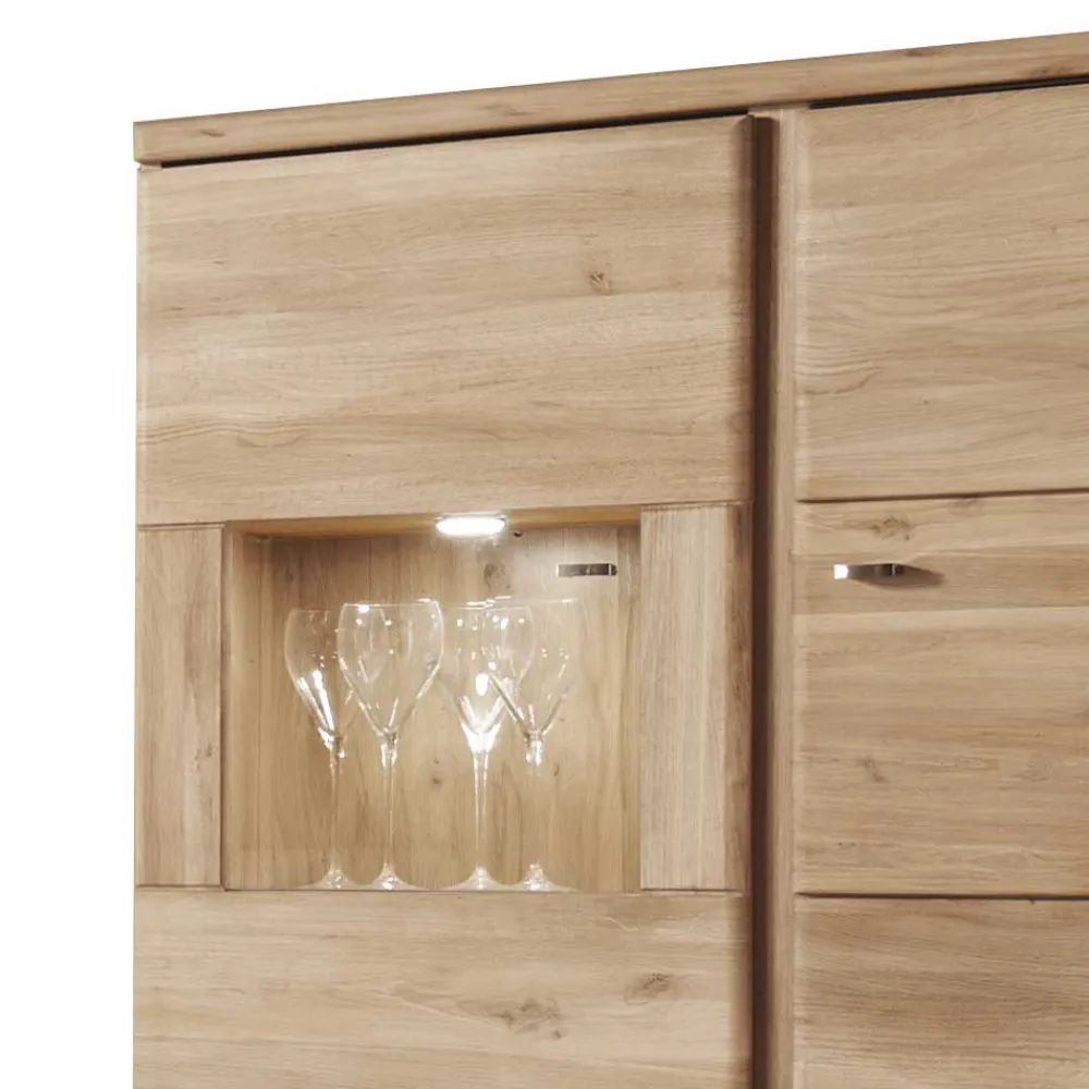 Wohnen Highboard Vitrine Smonia aus Wildeiche Bianco