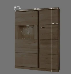 Wohnen Highboard Vitrine Smonia aus Wildeiche Bianco