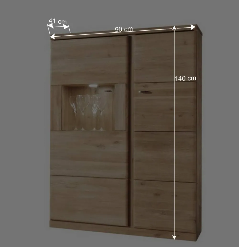 Wohnen Highboard Vitrine Smonia aus Wildeiche Bianco