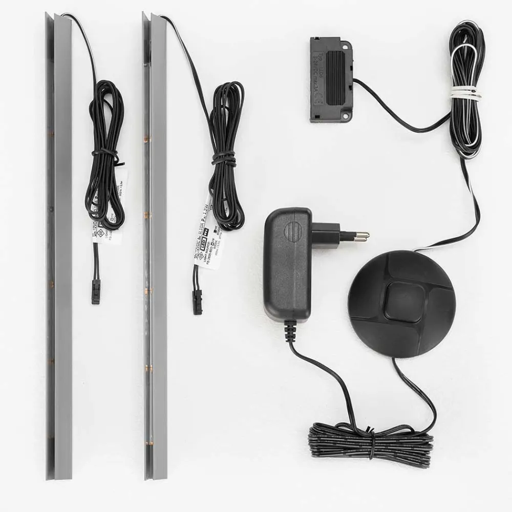 Wohnen Wohnzimmer Komplett*Highboard Vitrinen Set in Hellgrau - Lioscas (zweiteilig)