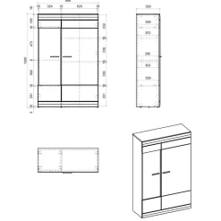 Wohnen Wohnzimmer Komplett*Highboard Vitrinen Set in Hellgrau - Lioscas (zweiteilig)