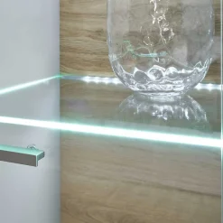 Wohnen Wohnzimmer Komplett*Highboard Vitrinen Set in Hellgrau - Lioscas (zweiteilig)