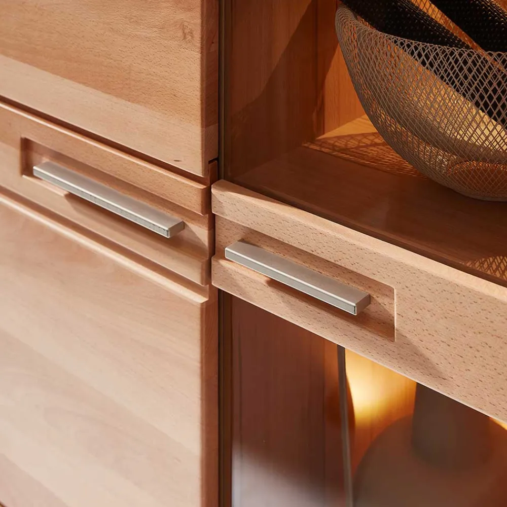 Wohnen Highboard Vitrinenschrank aus Kernbuche massiv - Amyonta
